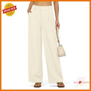 High Waisted Wide Leg Work Pants with Pockets Office Slacks 28/30/32